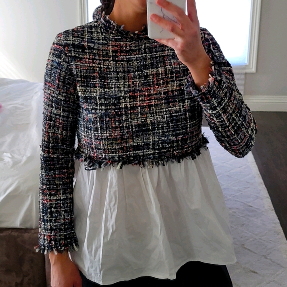 WOMEN'S BRAND NEW TWEED SHEIN BLOUSE TOP SHIRT